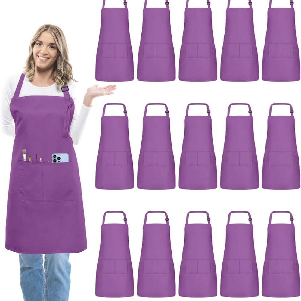 Purple Adjustable Bib Apron with Front Pockets NWOT